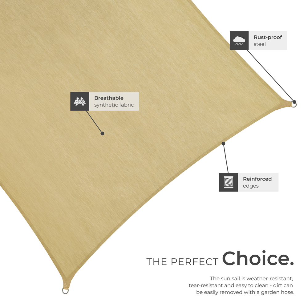 tectake Beige UV 50+ Rectangular Shade Sail 400cm Image 5