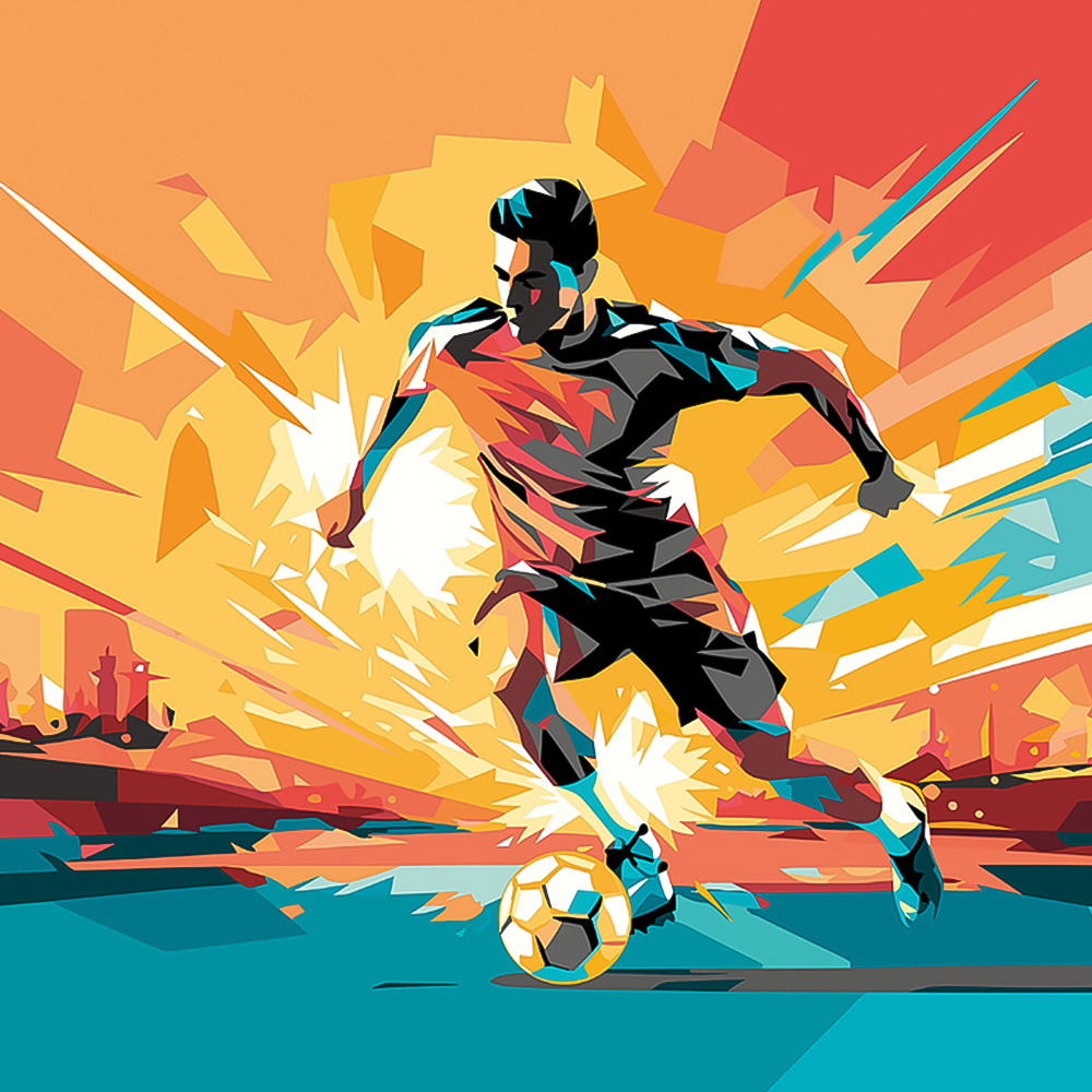 Origin Murals Football Player Abstract Landscape Orange Wall Mural Image 2