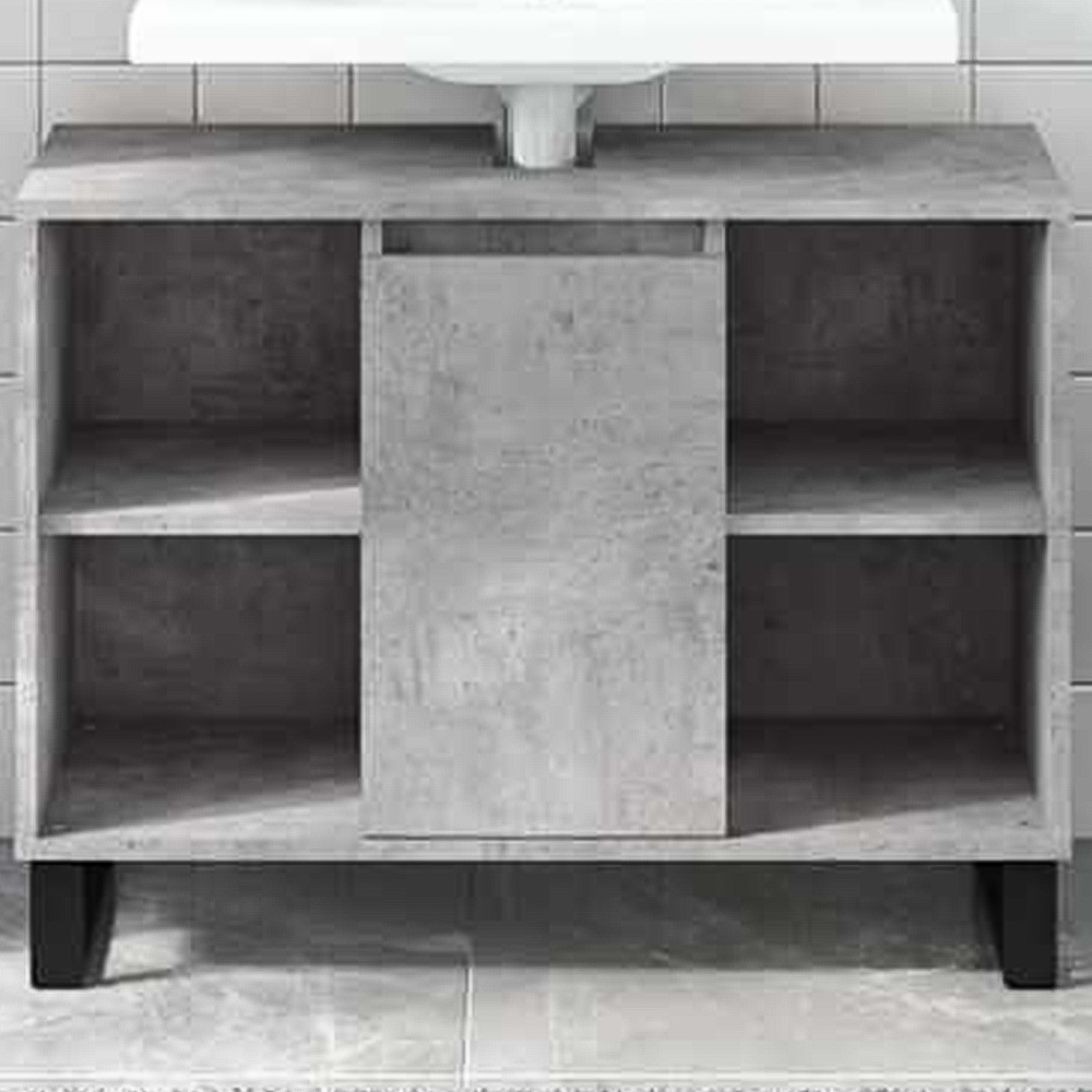 vidaXL Single Door 4 Shelf Concrete Grey Bathroom Cabinet Image 1