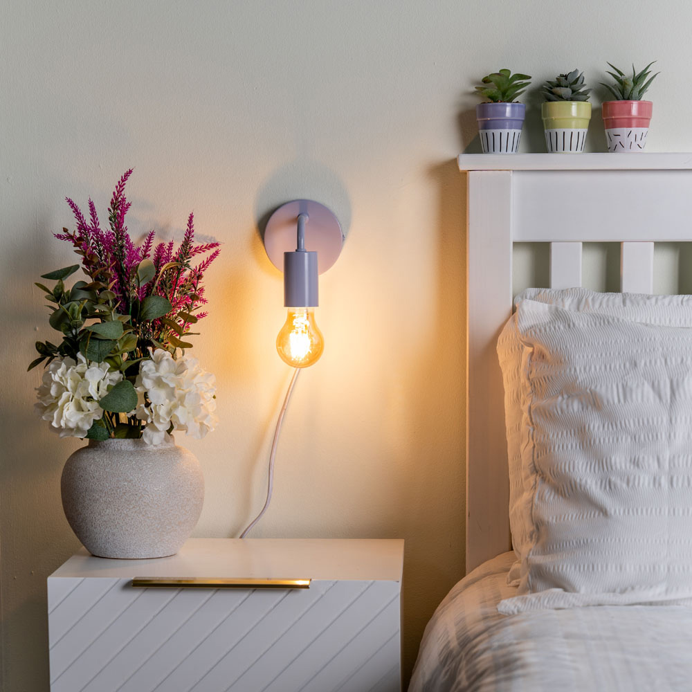 ValueLights Jordy Colour Pop Lilac Plug-in LED Wall Light Image 4