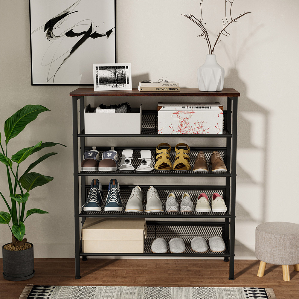 H&O Direct 4 Shelf Shoe Mesh Rack Image 2
