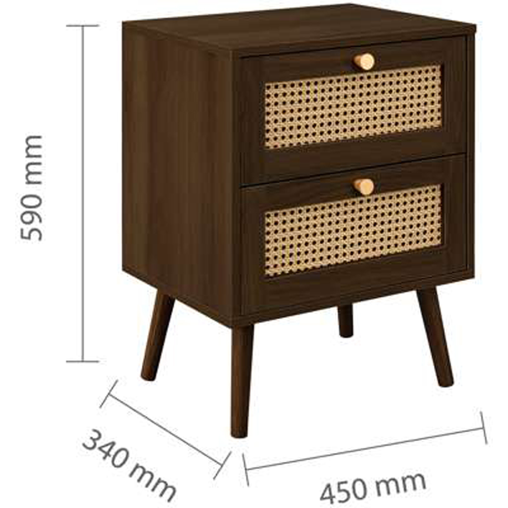 Croxley 2 Drawer Rattan Bedside Table Image 9