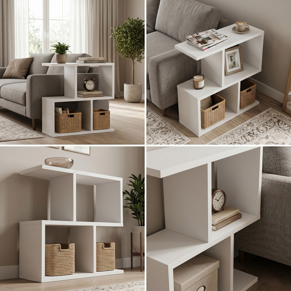 Shefa Line Eden 4 Shelf White Side Table Image 6