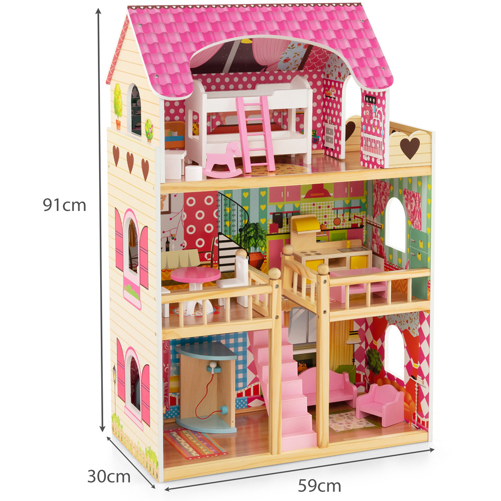 Costway Pink Kids Wooden DIY Pretend House  Image 4