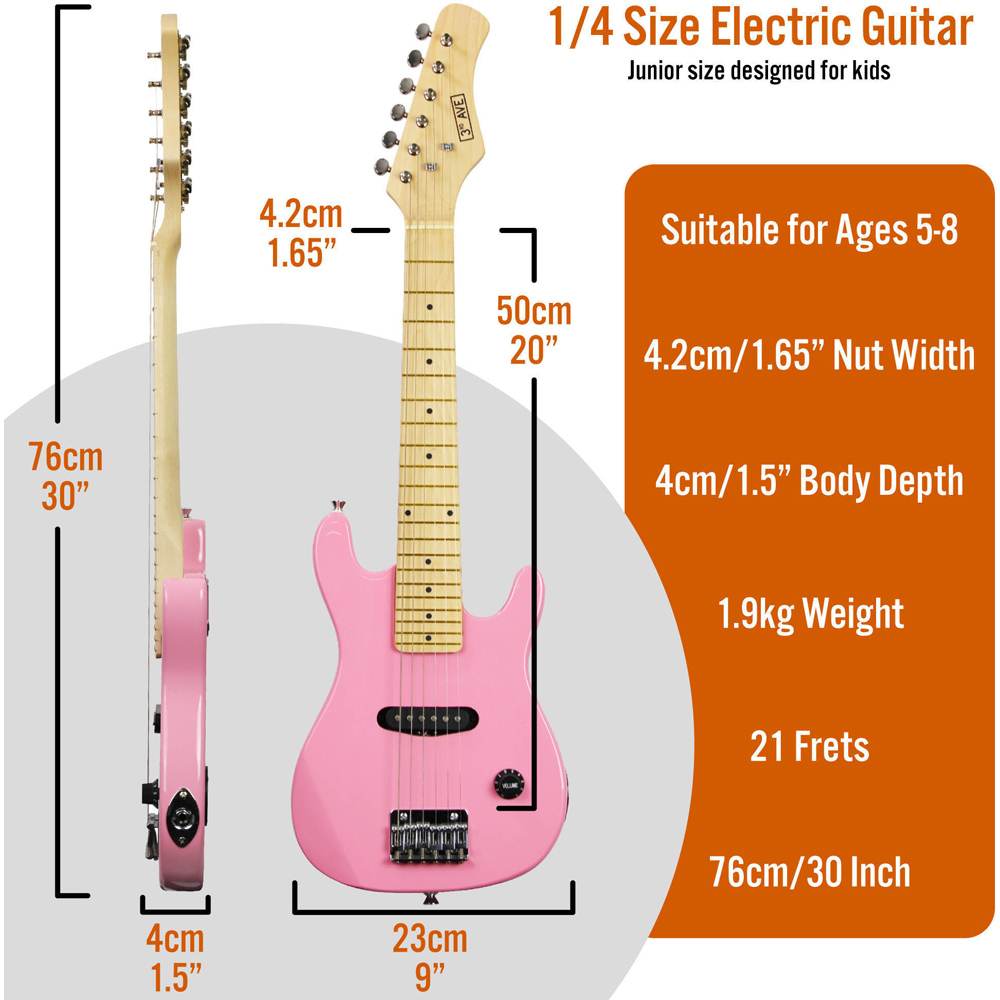 3rd Avenue Pink Junior Electric Guitar Set Image 7