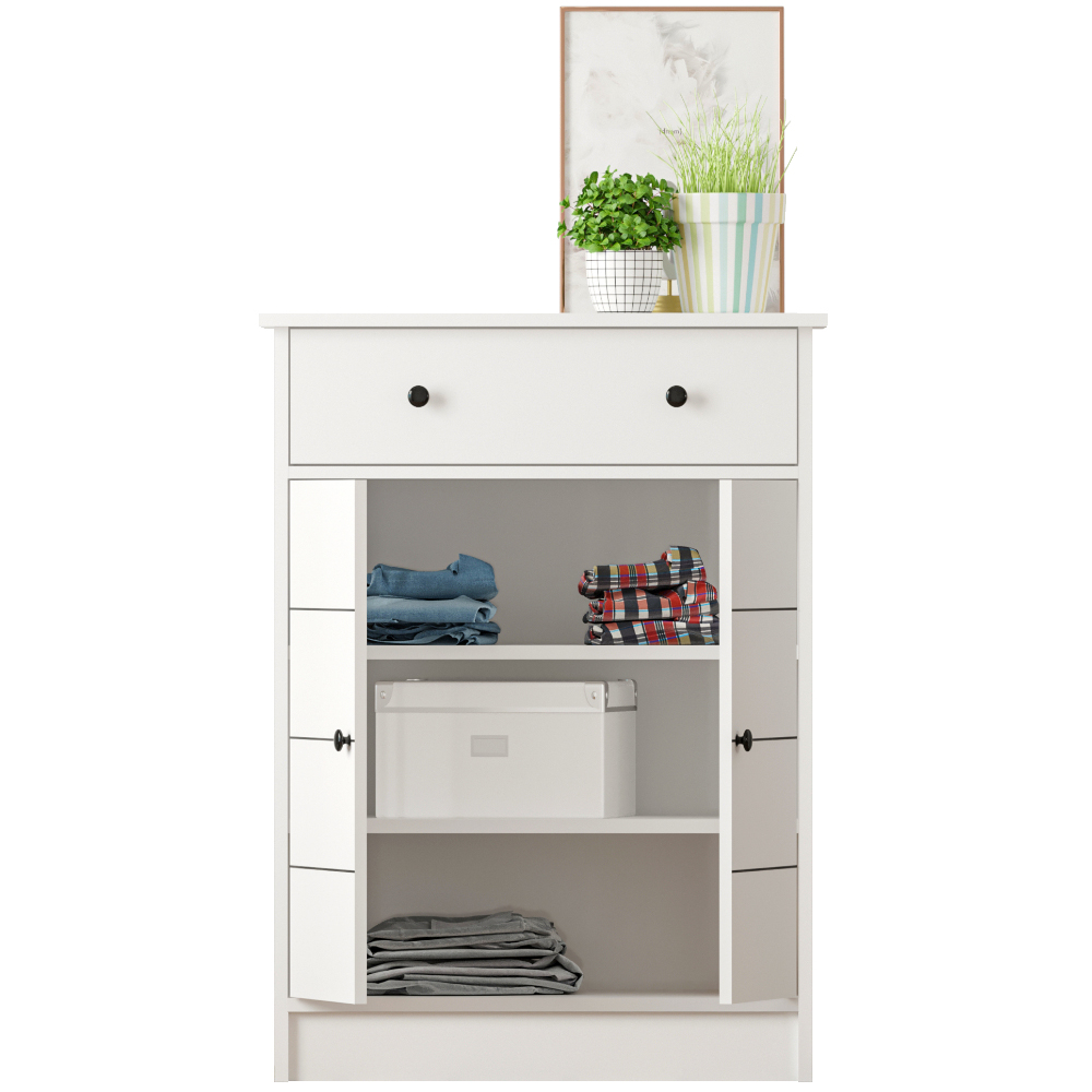 Evu SABRO 2 Door Single Drawer White Sideboard Image 6