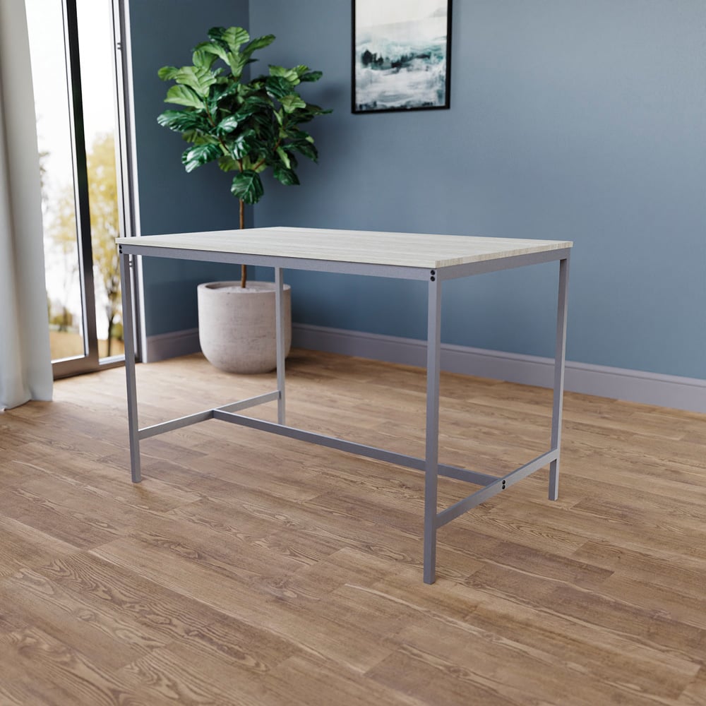 Vida Designs Roslyn 4 Seater Metal Frame Dining Bench Set Oak Image 6