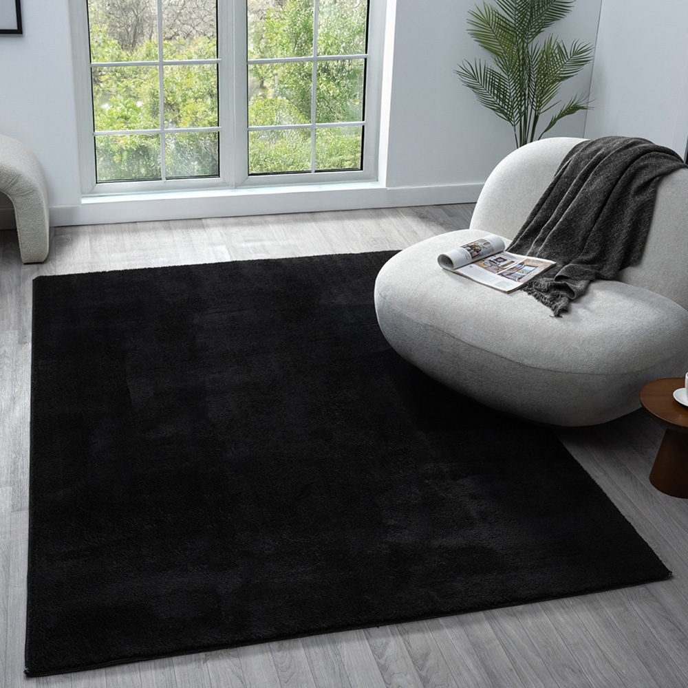 Desire Rugs Comfy Black Anti Slip Felt Backing Rug 120 x 160cm Image 2