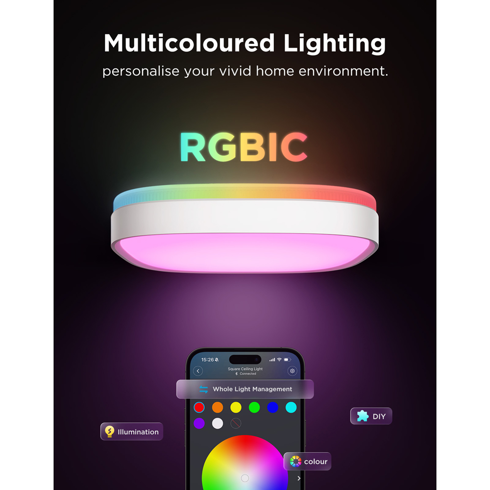 Govee 1S RGBWW and RGBIC Square Smart LED Ceiling Light 12 inch Image 9