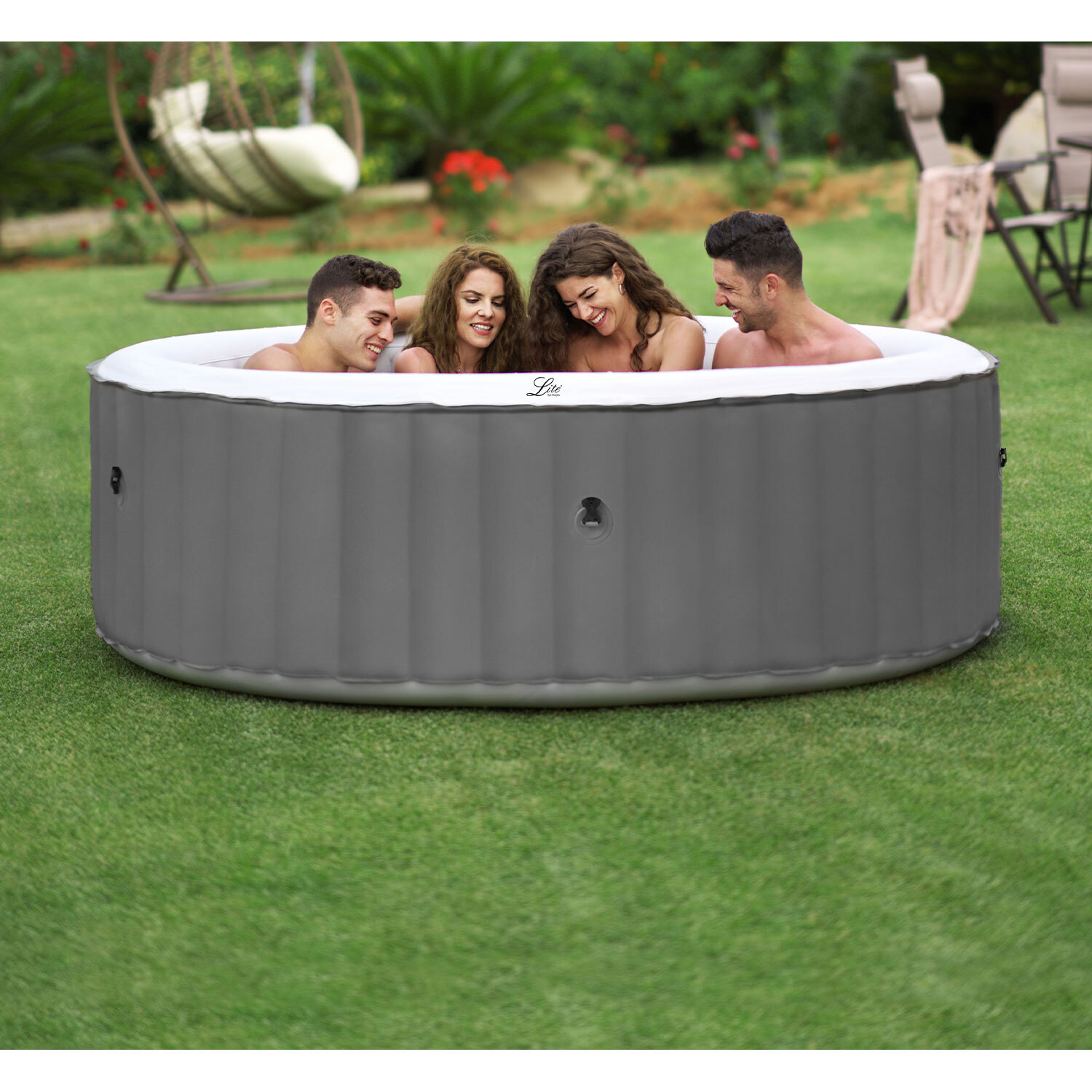 Mspa Lite 6 Person Grey Round Inflatable Hot Tub Image 7