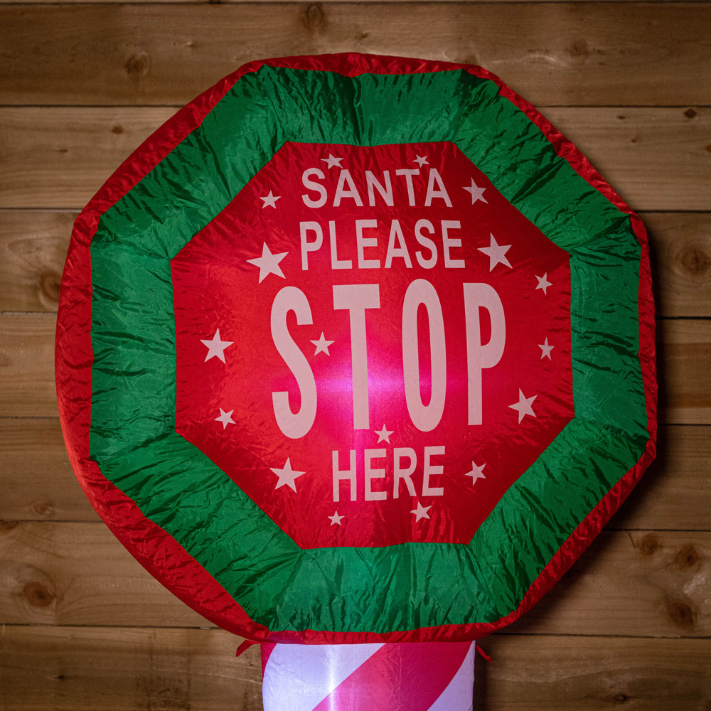 Samuel Alexander Santa Stop Here Sign Light Up Inflatable Christmas Decoration 6ft Image 2