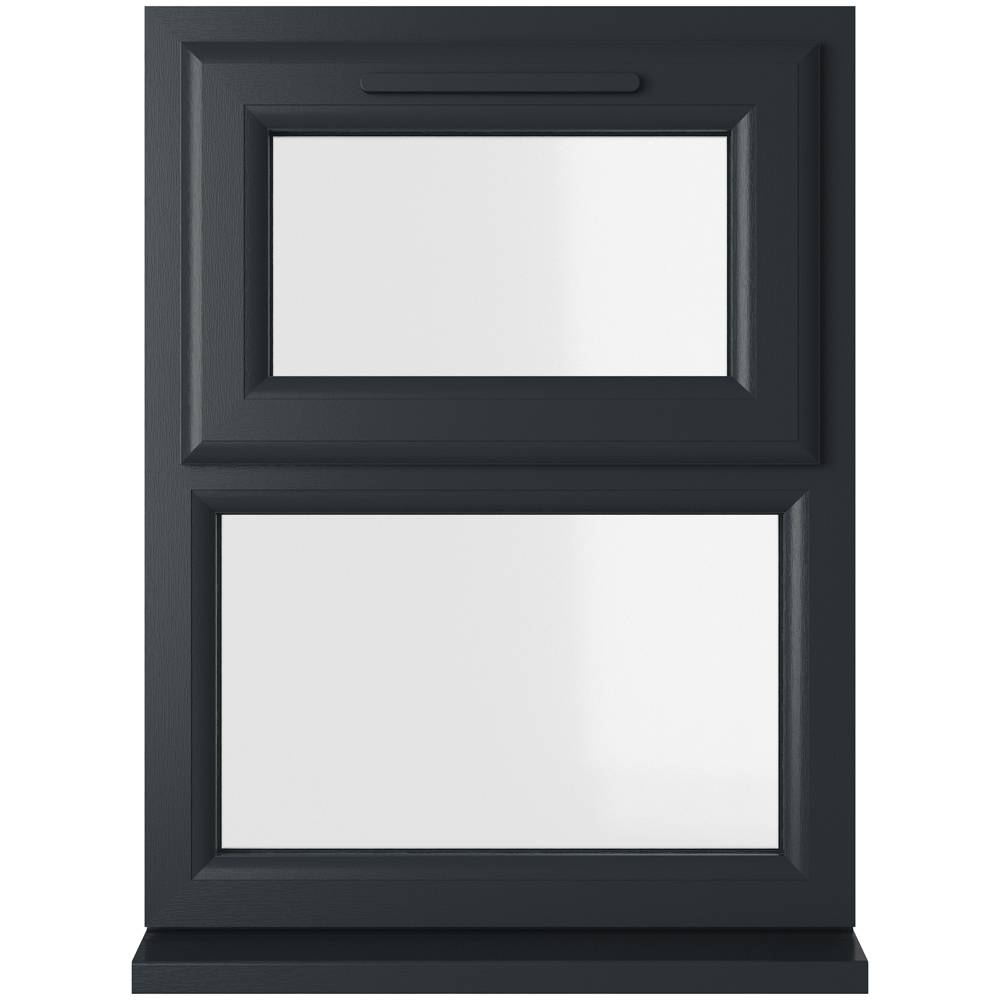 Crystal uPVC Double Glazed Window Top Hung Over Fixed Light Grey White Clear Glass 610x820mm Image 1