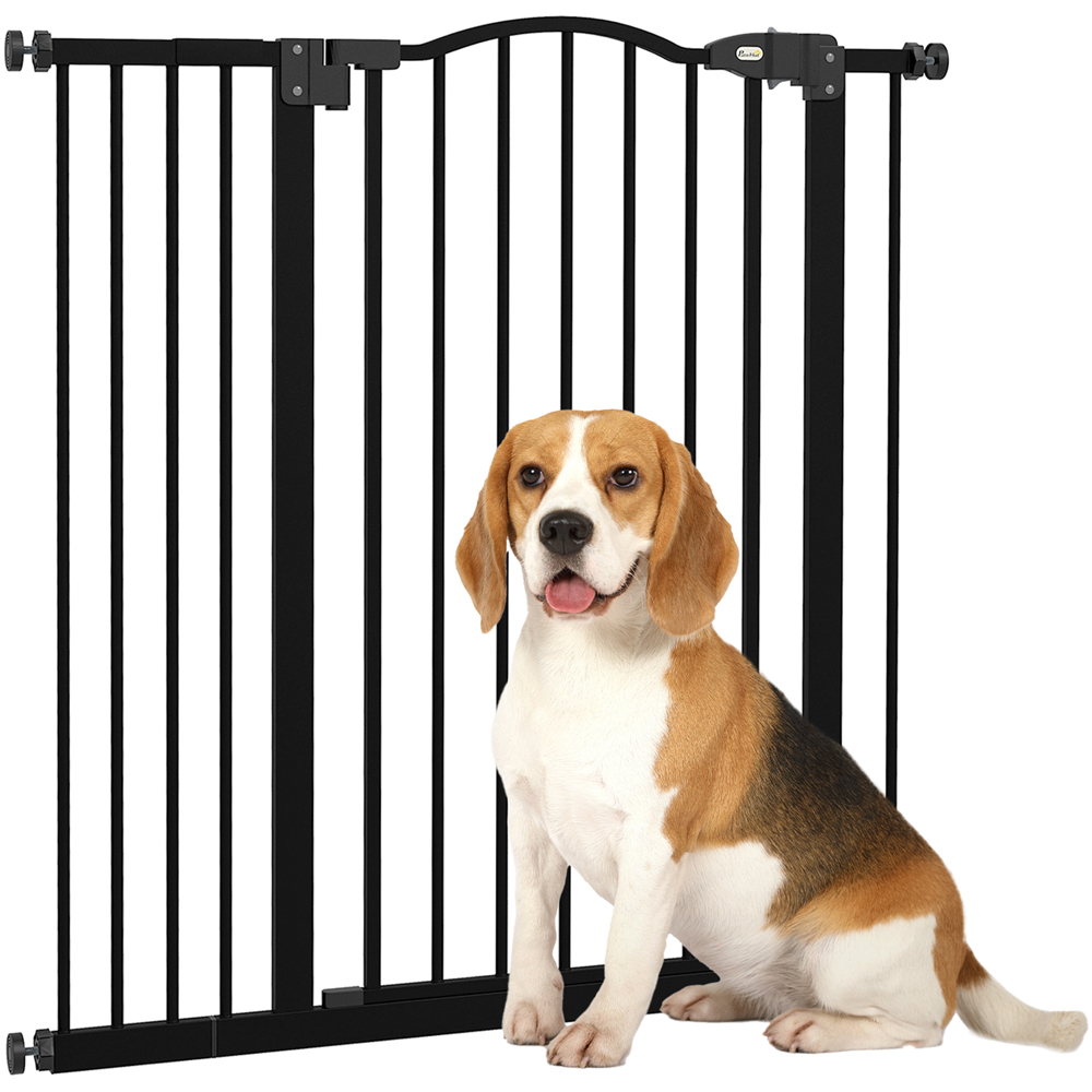 PawHut Black 74-94cm Adjustable Metal Pet Safety Gate Image 3