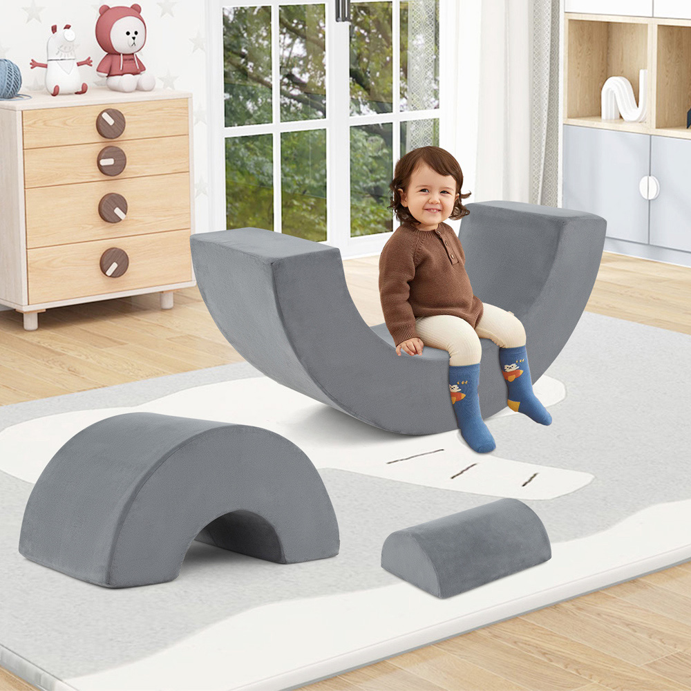 Costway 3 Piece Grey Toddler Climbing Toy Image 5
