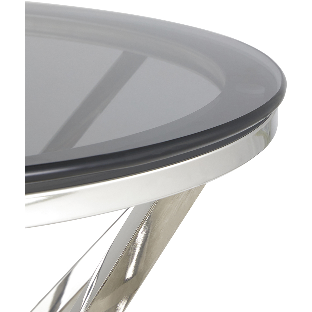 Comfy Living Silver Round Tinted Glass Side Table Image 4