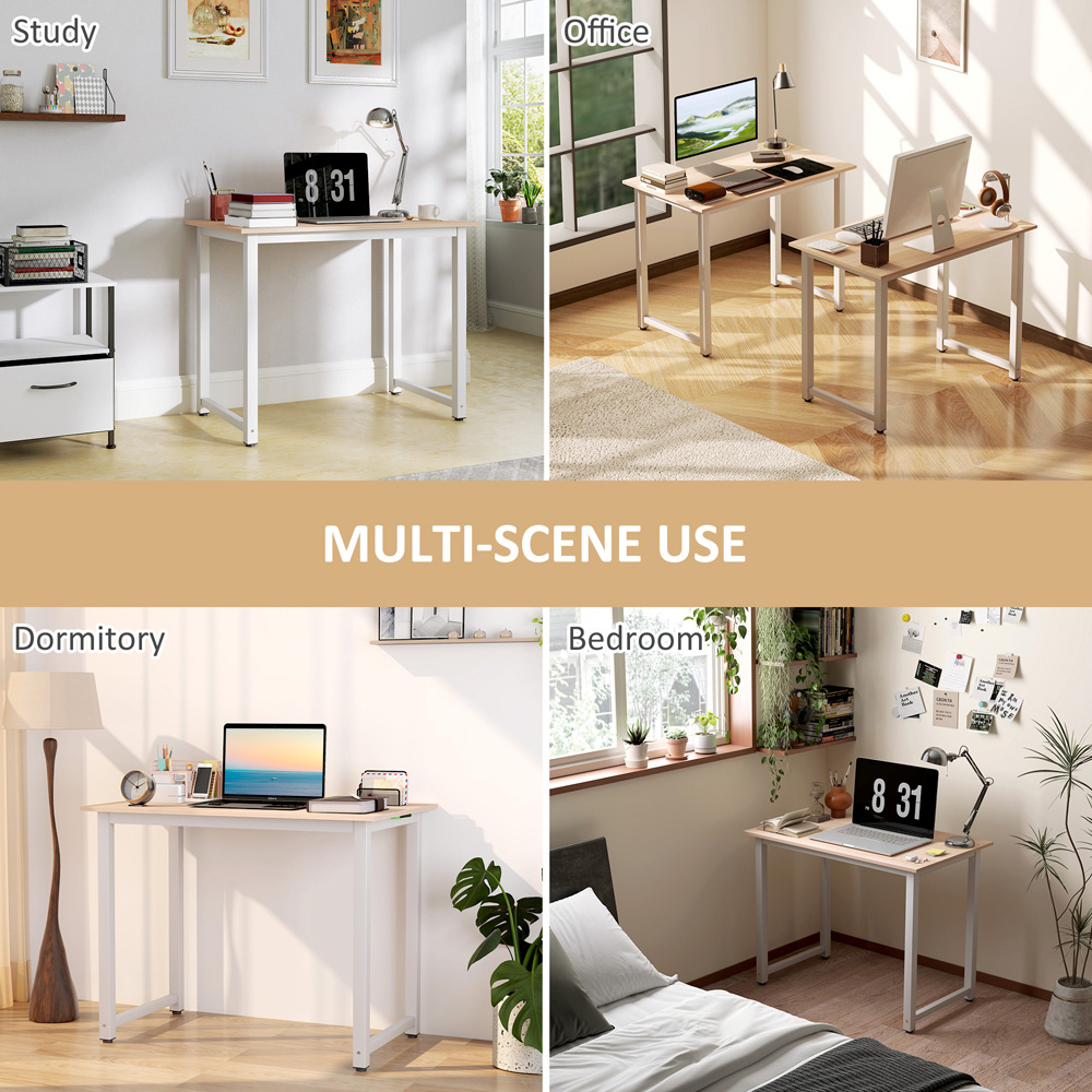 HOMCOM Metal Frame Modern Computer Desk White Image 6