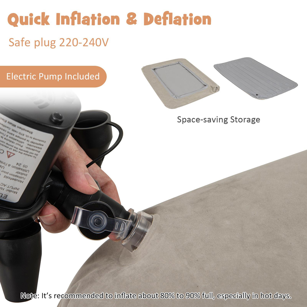 Costway Grey Inflatable Toddler Travel Bed with Electric Pump Image 6
