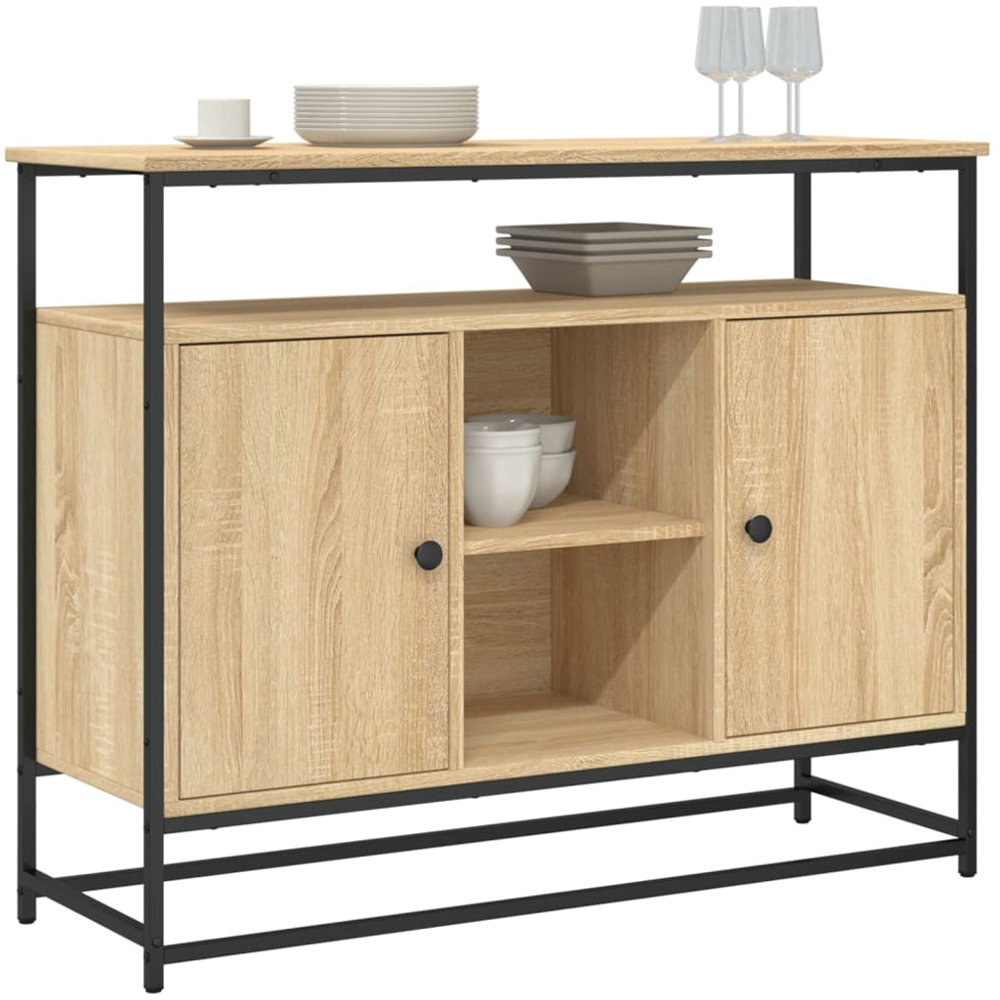 vidaXL 2 Door 3 Shelf Sonoma Oak Sideboard Image 3