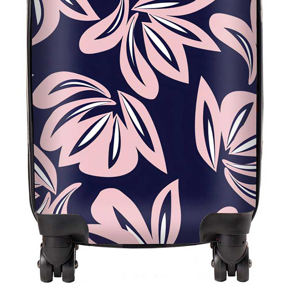 Warren Reed Designer Small Pink Navy Floral Botanical Pattern Suitcase Image 2