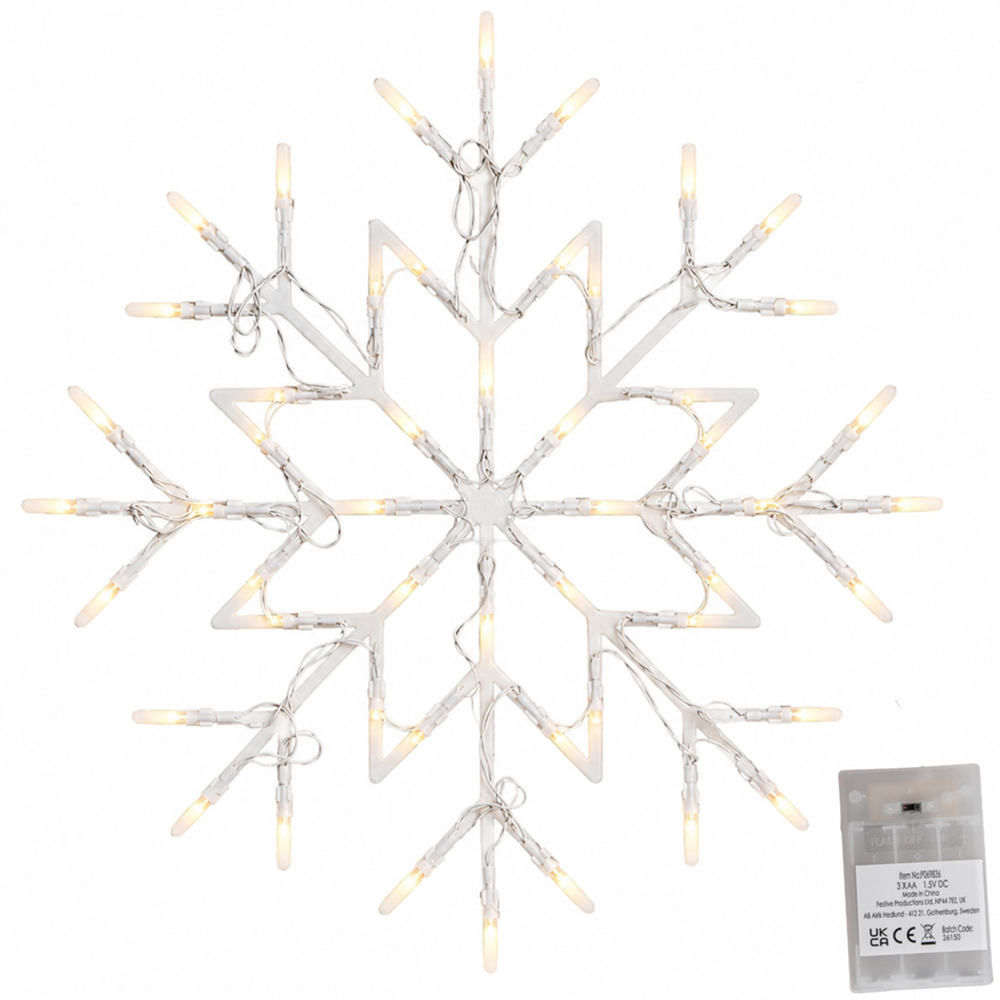 Samuel Alexander 50 Warm White LED Snowflake Battery Operated Christmas Decoration 34cm Image 2