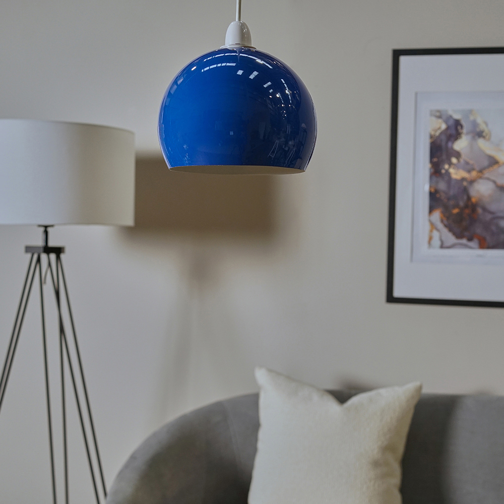 ValueLights Navy Blue Arco Mini Metal Pendant Light Shade Image 7