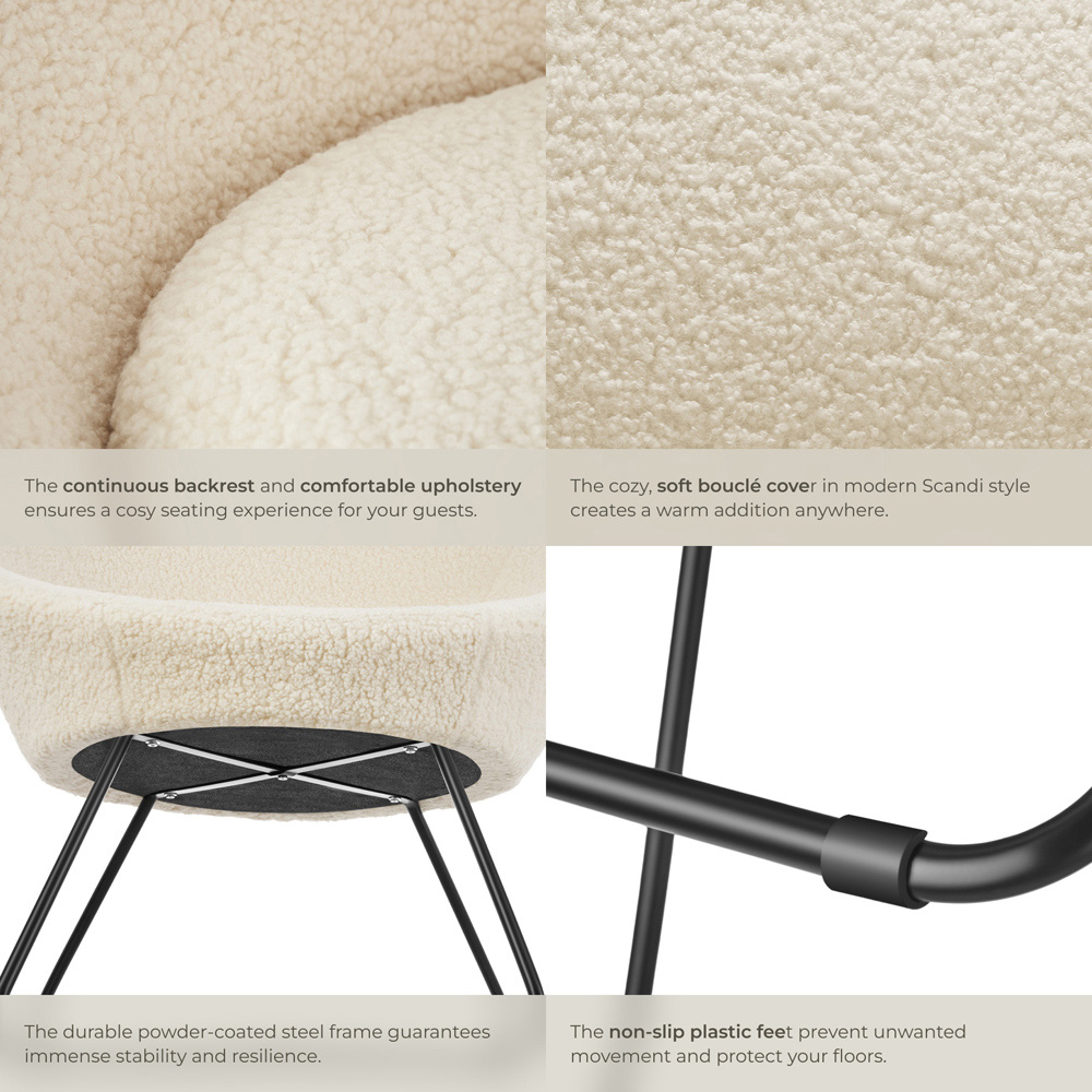 tectake Centera Off White Boucle Accent Chair Image 5