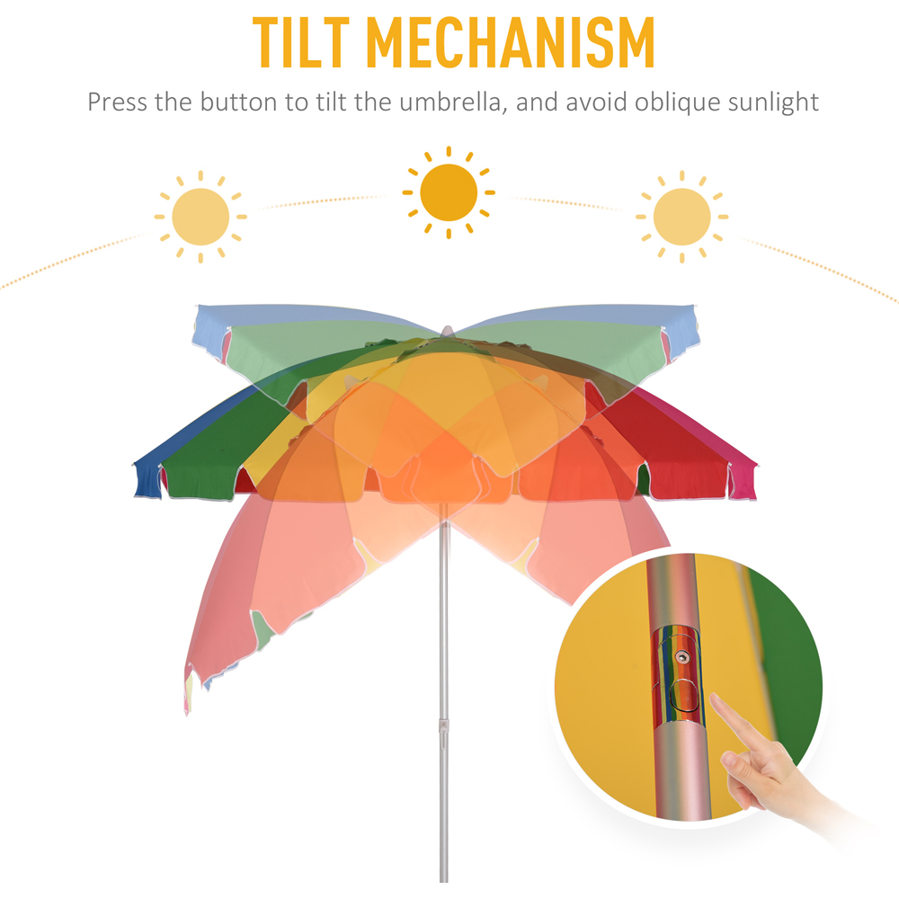Outsunny Multicolour Adjustable Umbrella Parasol 2.4m Image 4