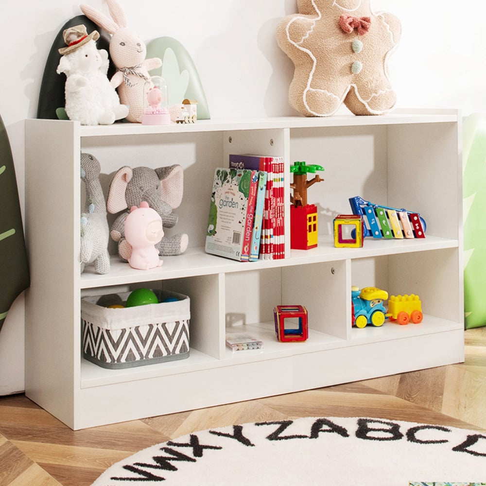 Costway 5 Shelf White Wooden Storage Bookcase Image 1