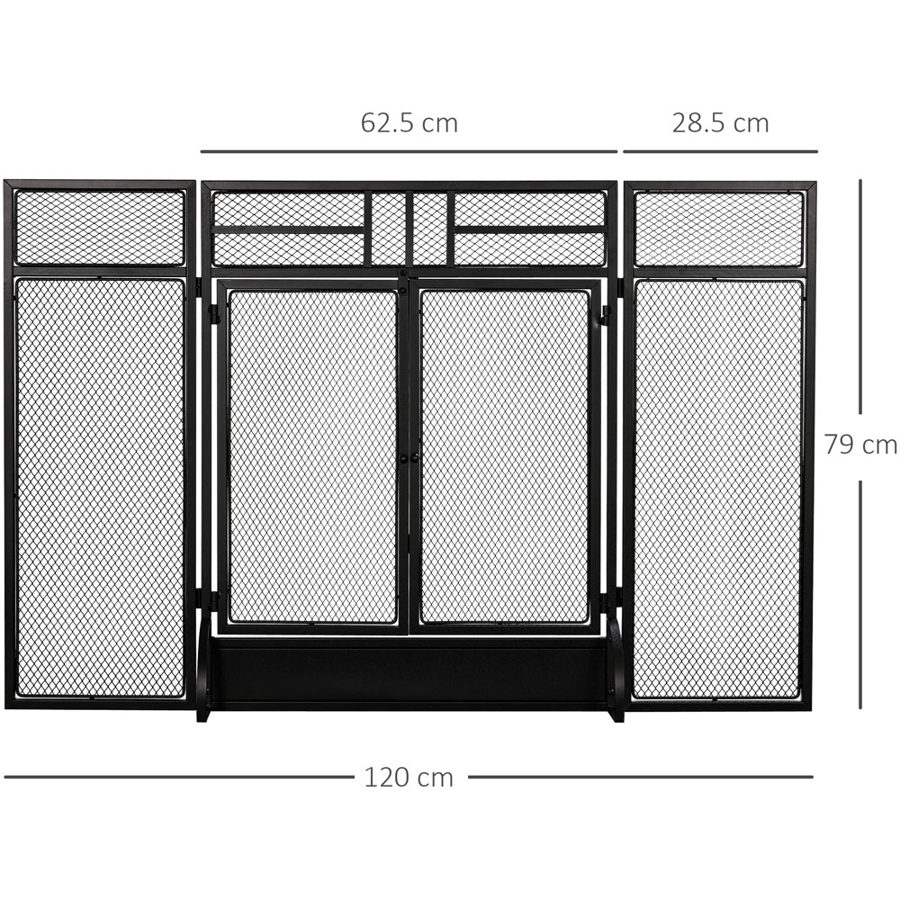 HOMCOM 3 Panel Black Mesh Fireplace Screen Image 9