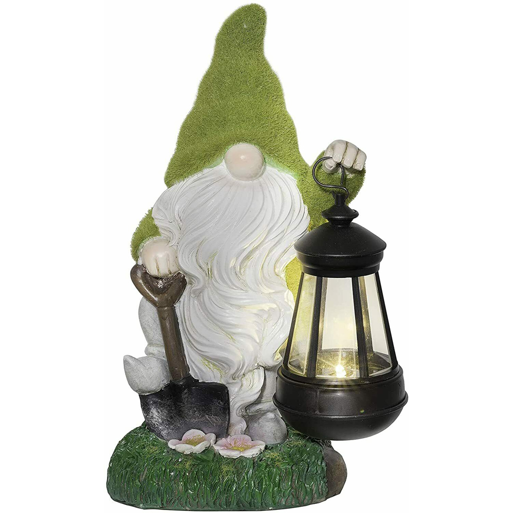 wilko Solar Powered Gnome Statue with Lantern Image 1