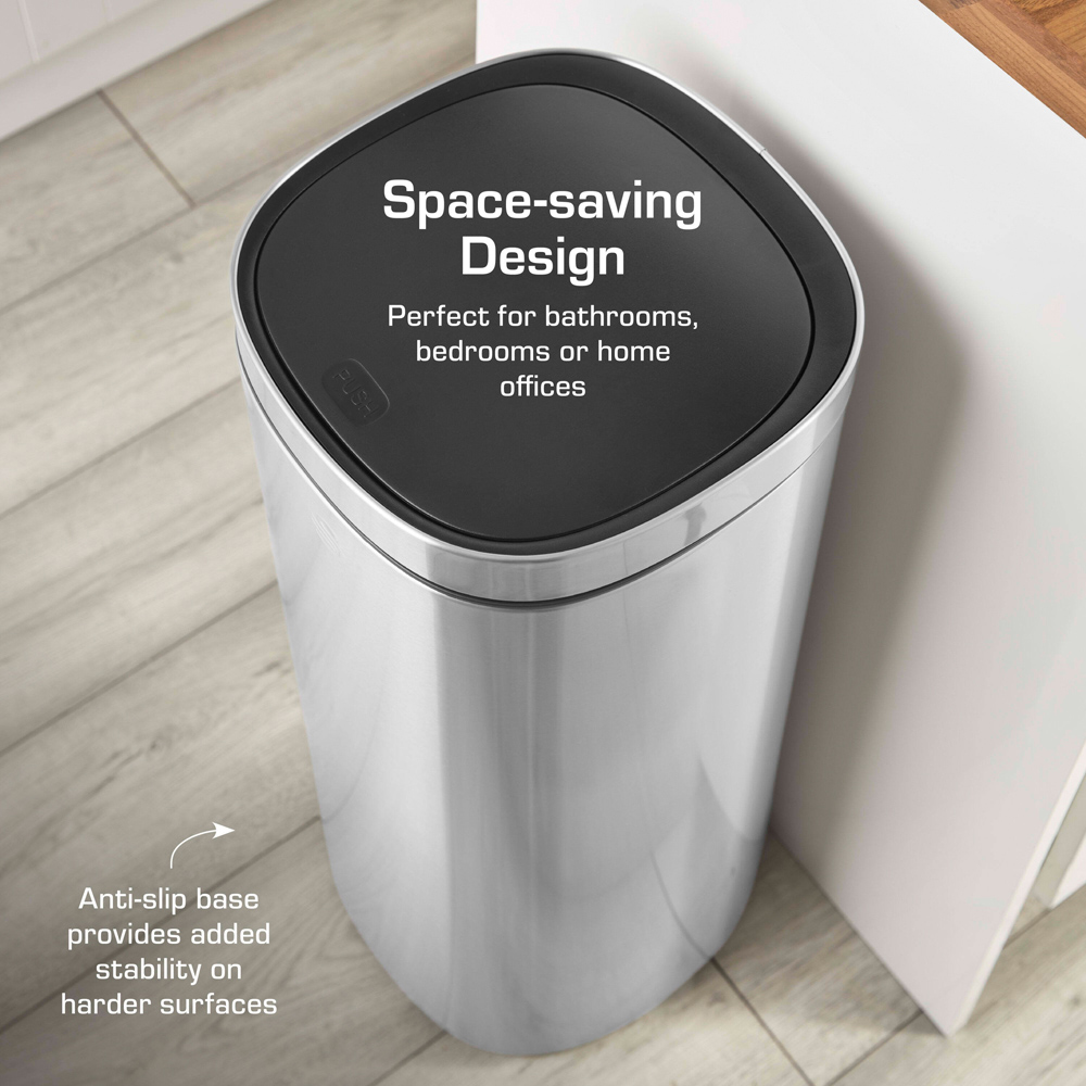 Swan Silver Stainless Steel Square Touch Bin 50L Image 6