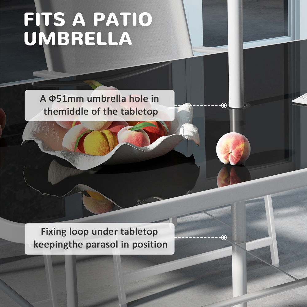 Outsunny 6 Seater Garden Dining Set with Parasol Tempered Glass Top Grey Image 8