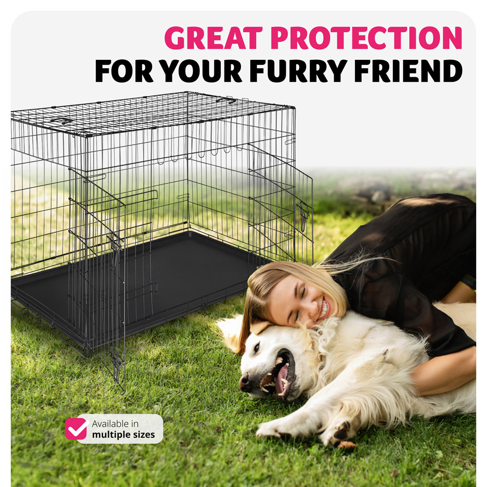 tectake Luna Double Locked Door Foldable Steel Dog Crate 108cm Image 8