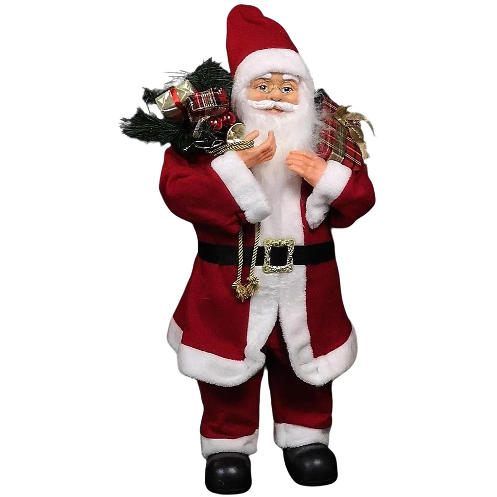 Samuel Alexander Red Standing Santa Claus Christmas Decoration with Present and Green Sack 80cm Image 3