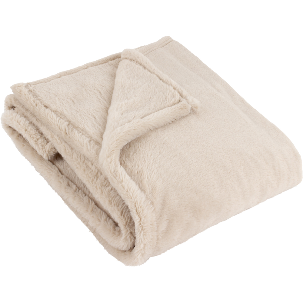 furn. Kallu Natural Double-Sided Faux-Fur Throw 130 x 180cm Image 1