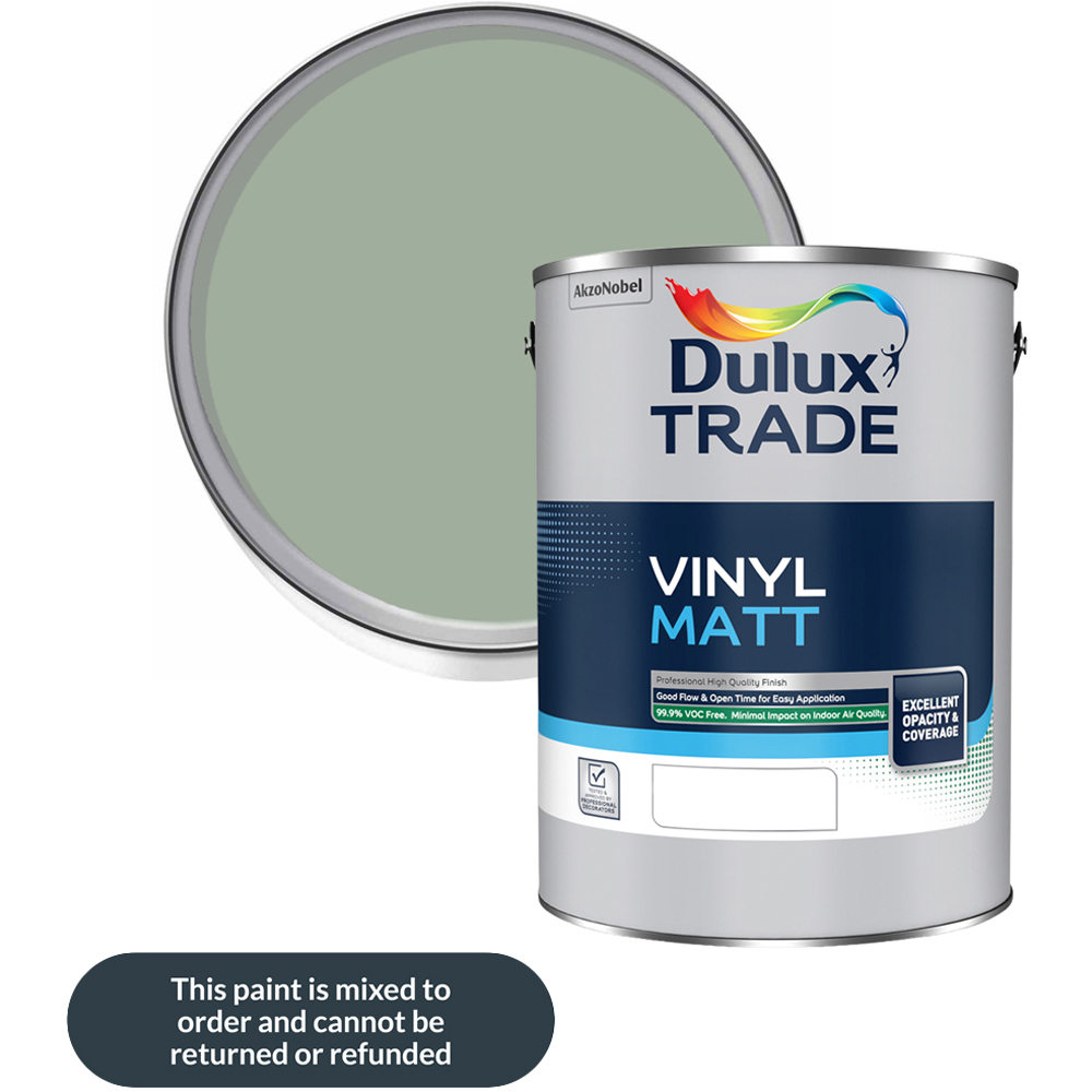Dulux Trade Sage Green Walls and Ceilings Vinyl Matt Paint 5L Image 1