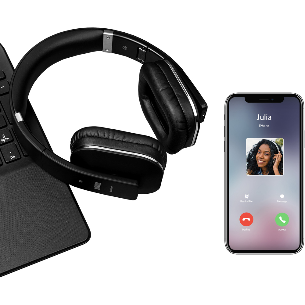 August EP650B Black Wireless Low Latency NFC Bluetooth Headphones with Mic Image 5
