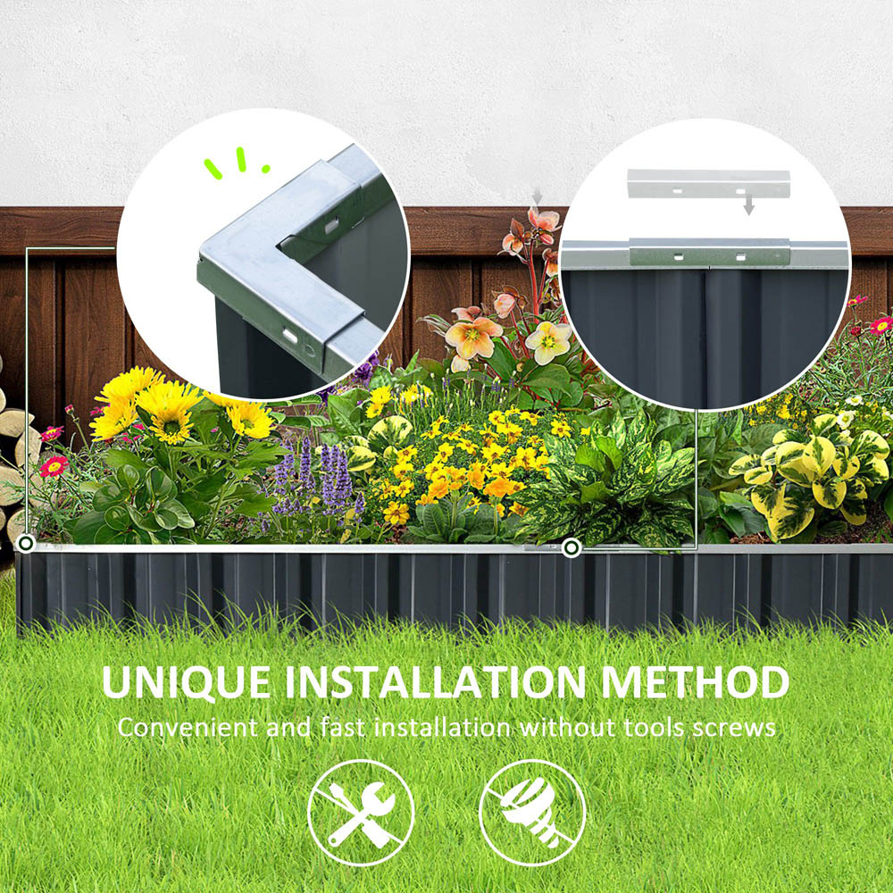 Outsunny Black Metal Raised Garden Bed Planter with Gloves 30 x 90 x 258cm Image 5