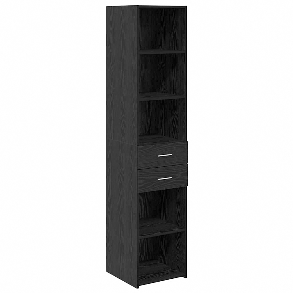 vidaXL 2 Drawer 5 Open Shelf Black Oak Tall Highboard Image 2