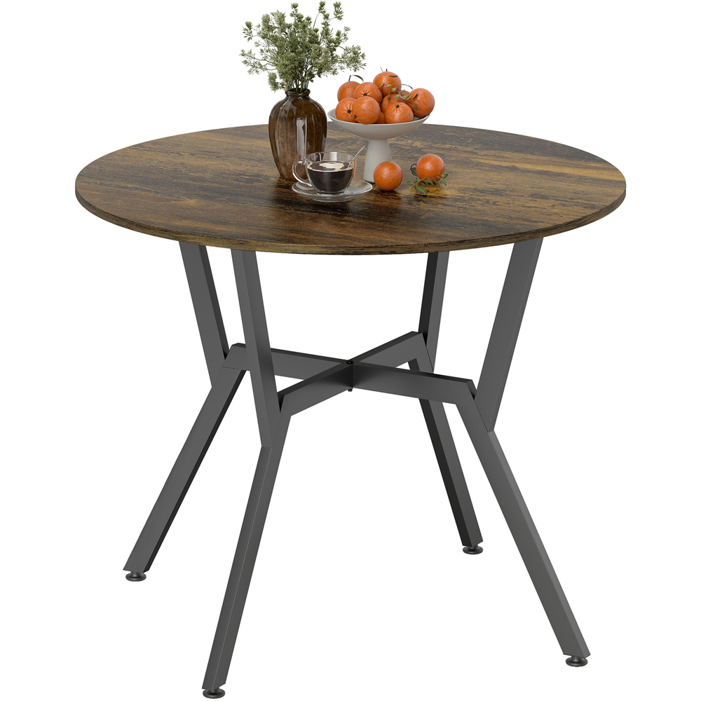Portland 2 Seater Rustic Brown Wood Effect Small Dining Table Image 2