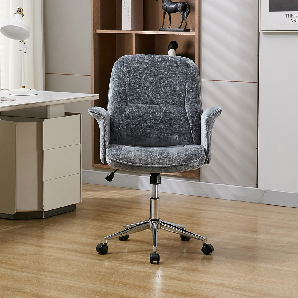 Living and Home Blue Chenille Height Adjustable Swivel Office Chair Image 8