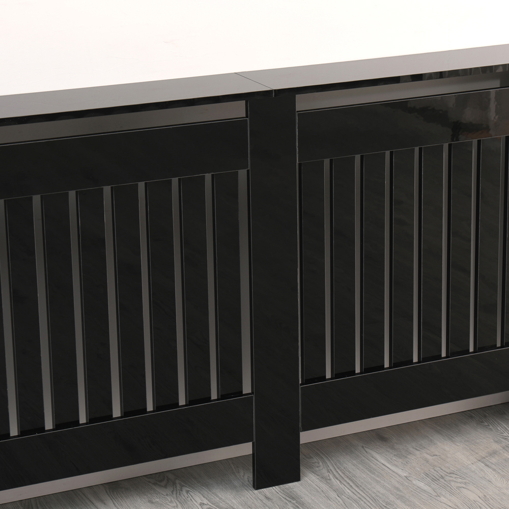 Portland Vertical Slat High Gloss Black Radiator Cover Extra Large Image 6