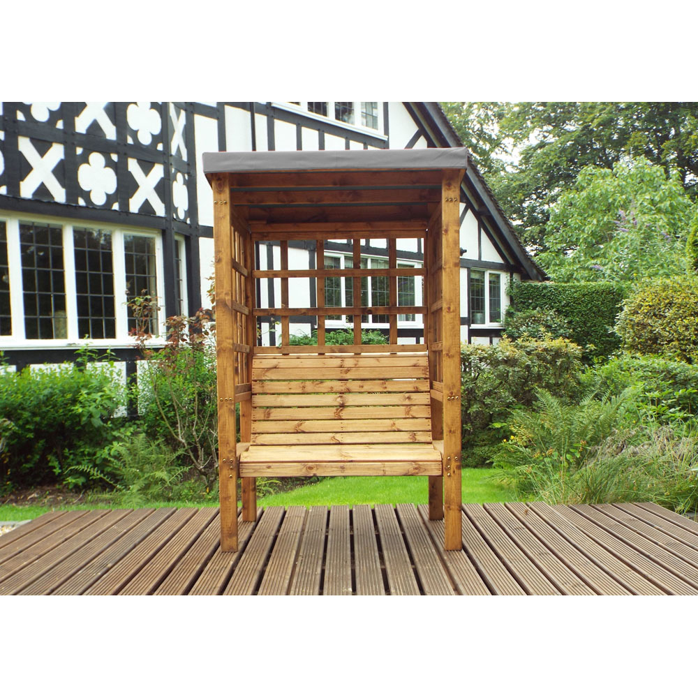 Charles Taylor Bramham 2 Seater Wooden Arbour with Grey Canopy Image 3