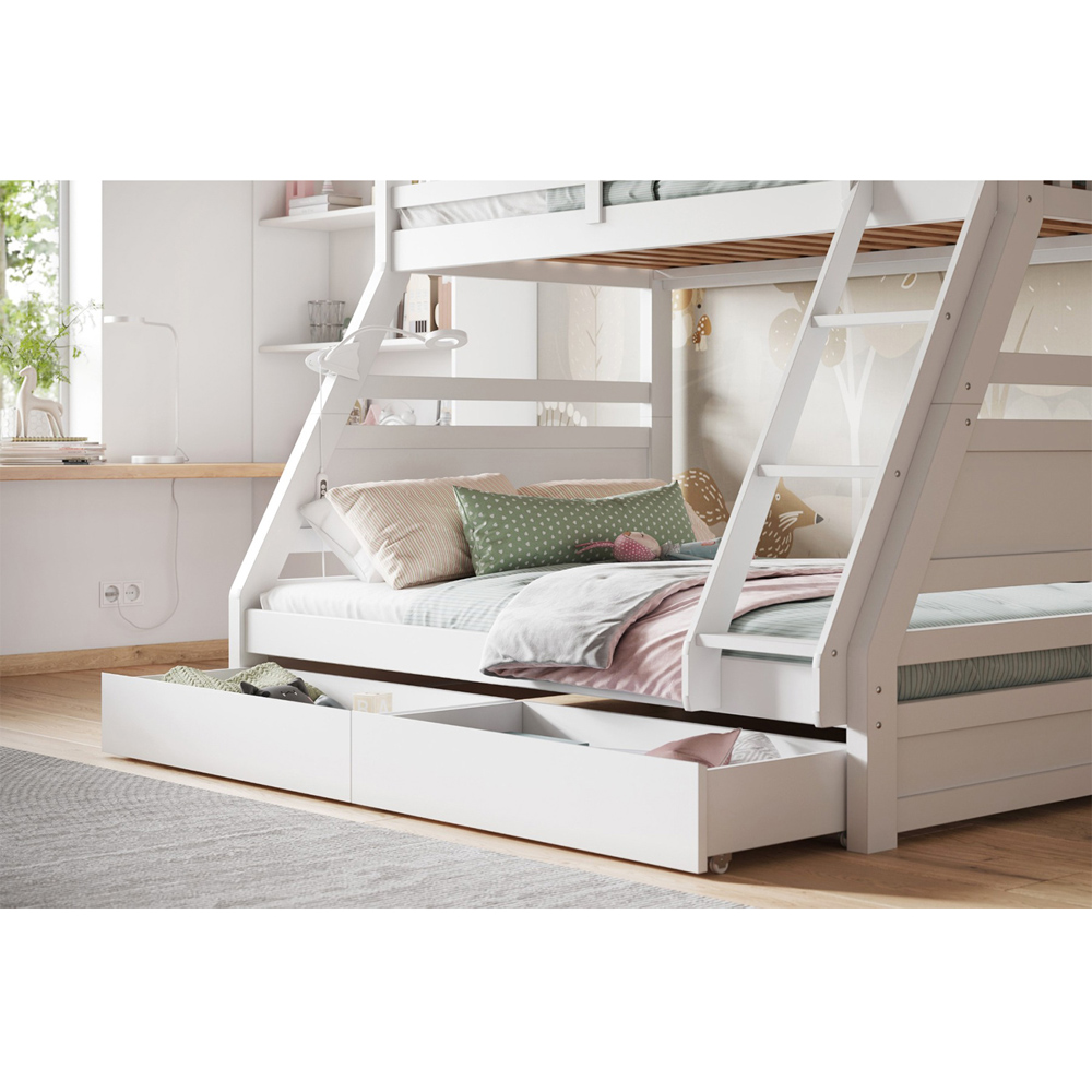 Flair Ollie Triple Sleeper White 2 Drawer Wooden Bunk Bed Image 2