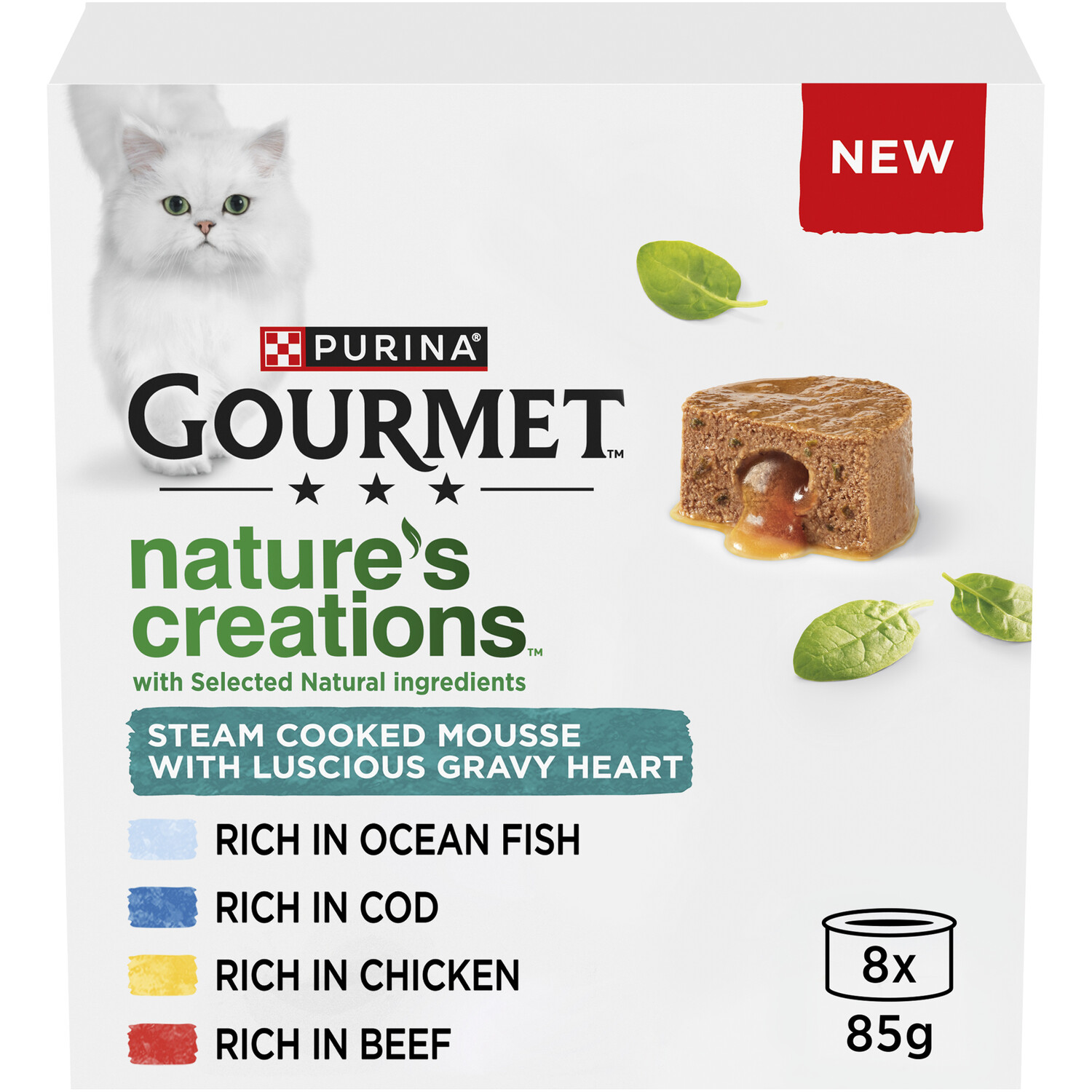 Pack of 8 Gourmet Nature Gravy Heart Cat Food - Brown Image