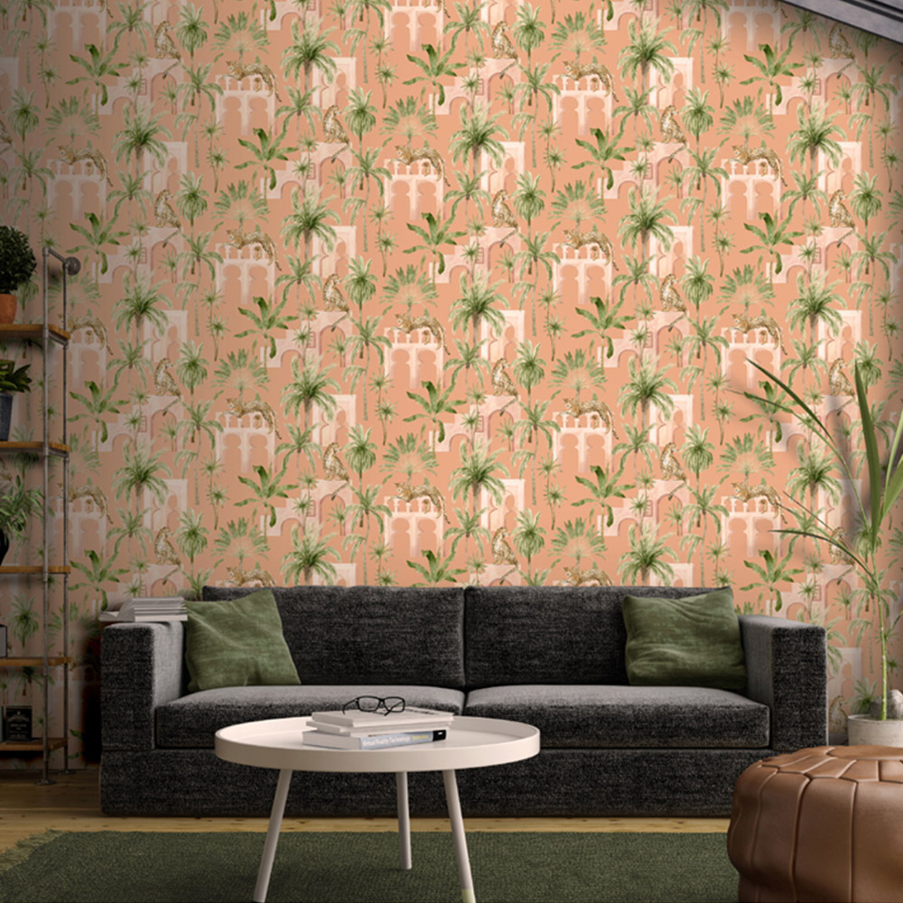 Arthouse Leopard Arches Terracotta Wallpaper Image 3