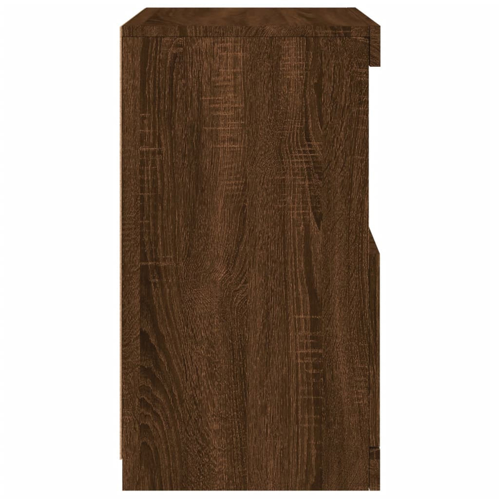 vidaXL Single Door 2 Shelf Brown Oak LED Sideboard Image 6