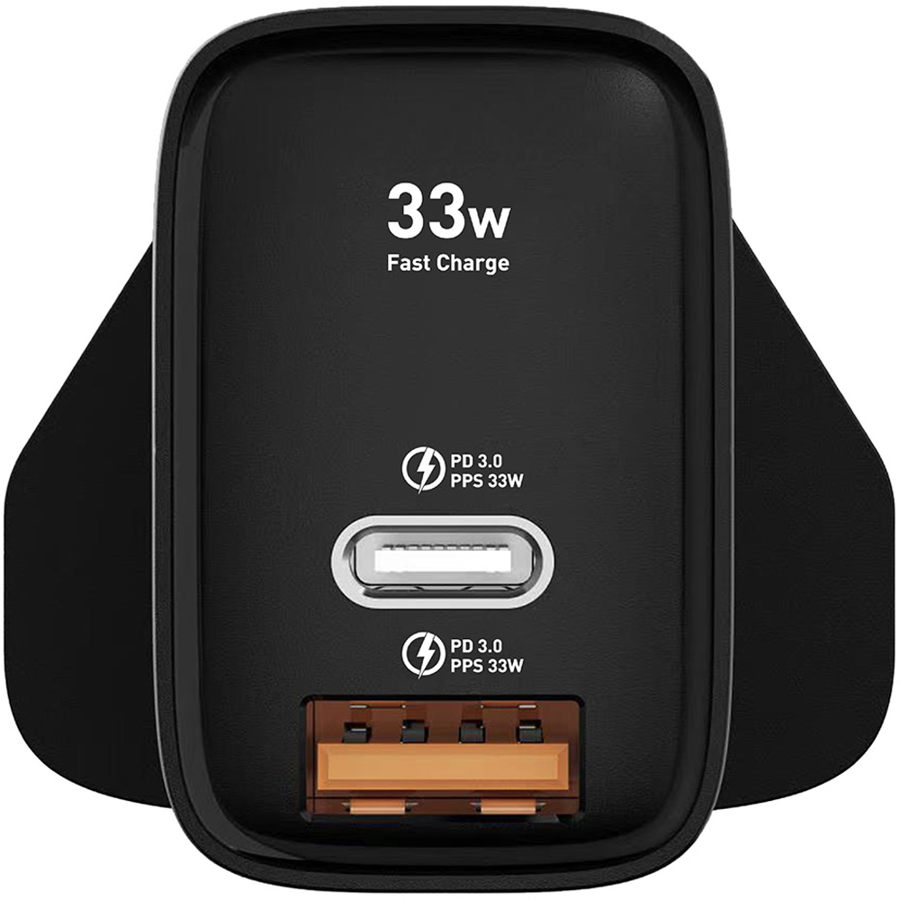 SilverLabel Black USB-A and PD Mains Charger 33W Image 2