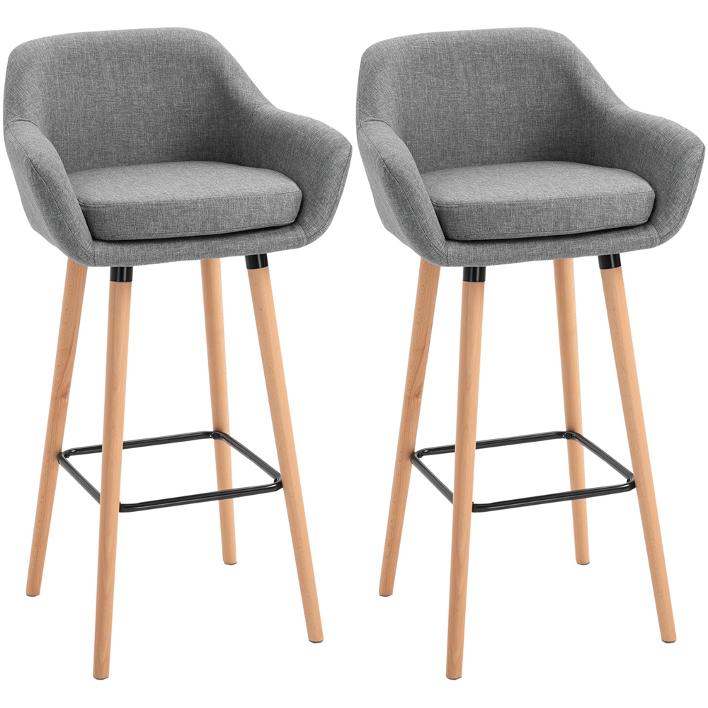 Portland Grey Upholstered Bar Stool Set of 2 Image 2