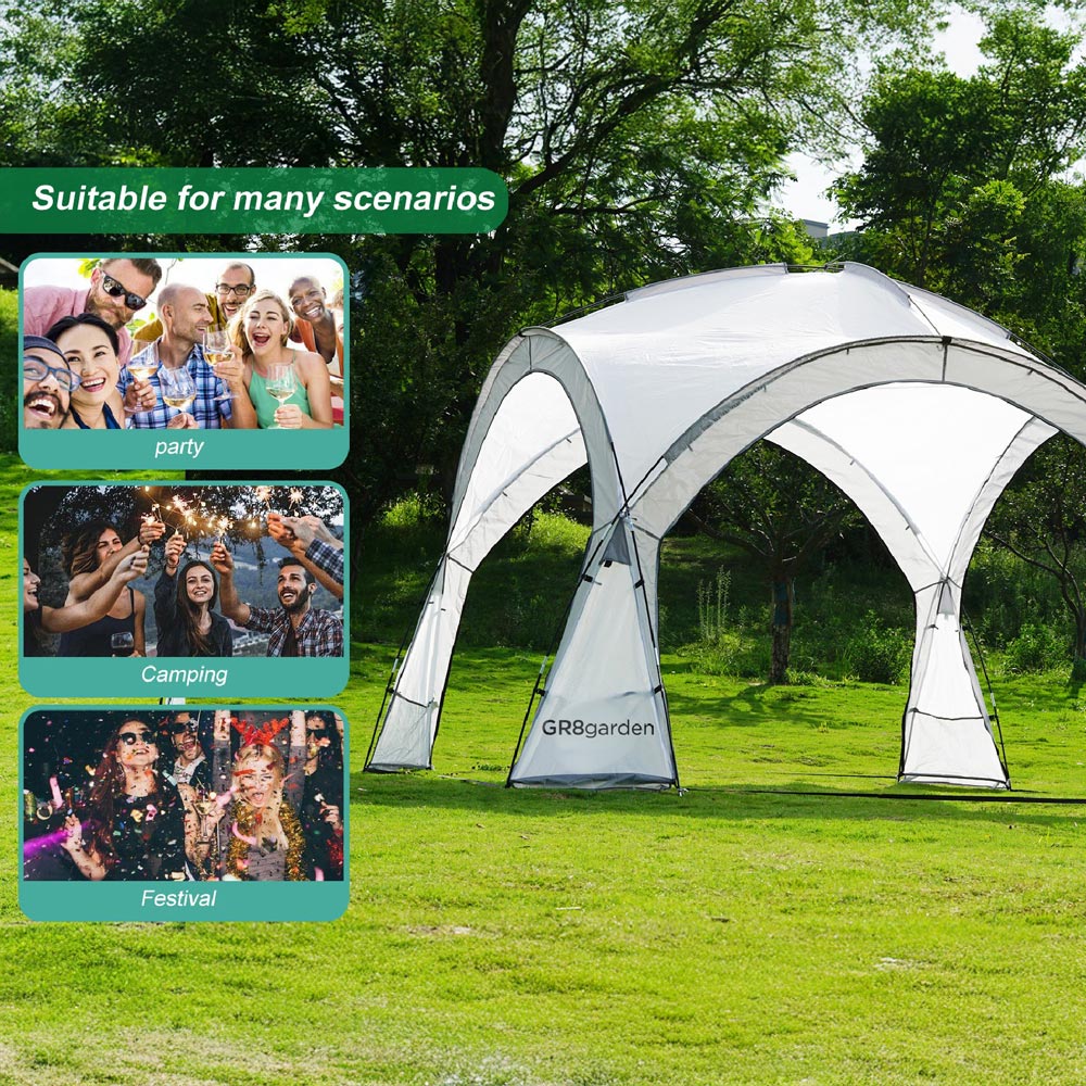 Gr8 Garden 3.5 x 3.5m Grey Dome Gazebo Tent with Side Walls Image 7